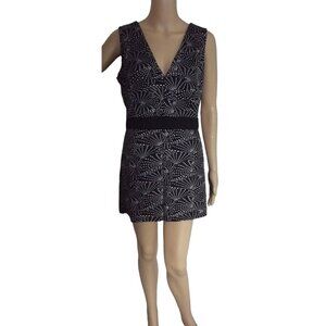 Jon & Anna Romper Womens Large Black & White Shorts Geo Print Sleeveless V-neck